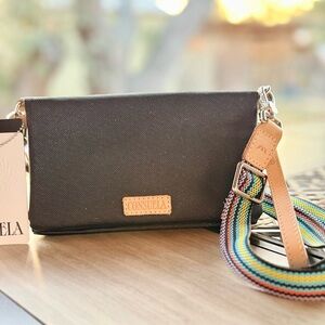 Consuela Diamond Uptown Crossbody Wallet | Black Glitter | NWT | Retired